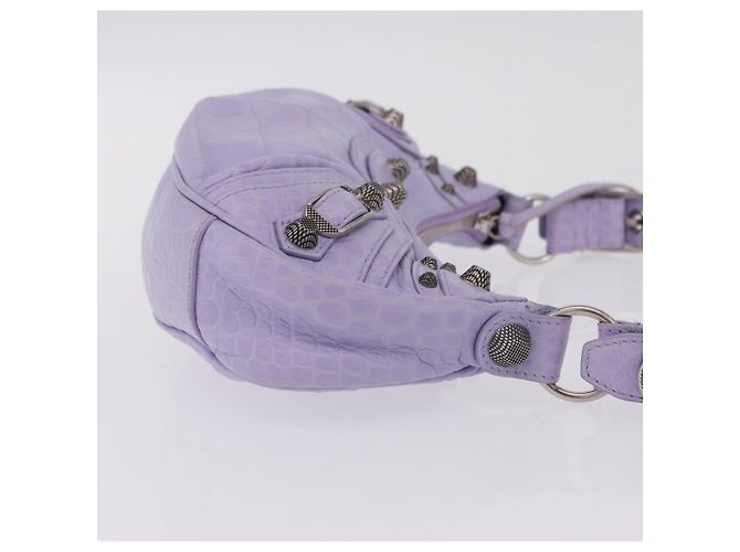 Borsa a tracolla Balenciaga le cagoule in pelle viola argento 671309 Auth ka6589M Porpora - vista 4