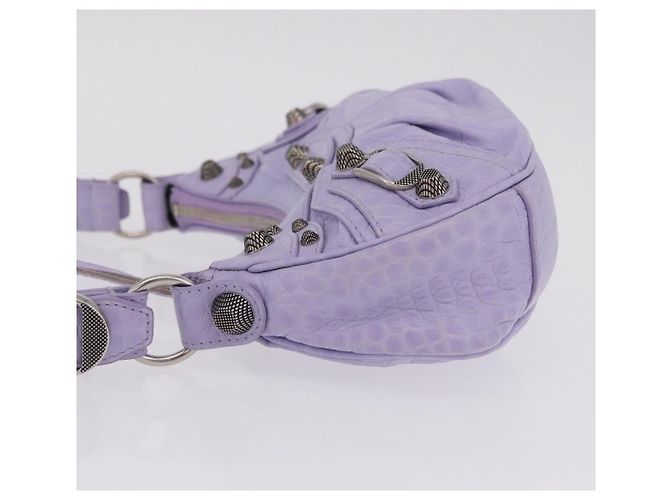 Borsa a tracolla Balenciaga le cagoule in pelle viola argento 671309 Auth ka6589M Porpora - vista 5