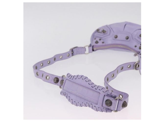 Borsa a tracolla Balenciaga le cagoule in pelle viola argento 671309 Auth ka6589M Porpora - vista 7