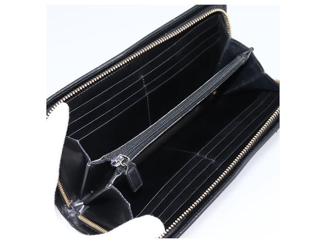 Autre Marque Portafoglio lungo Saint Laurent in pelle nera e oro Auth bs37677 Nero D'oro - vista 14