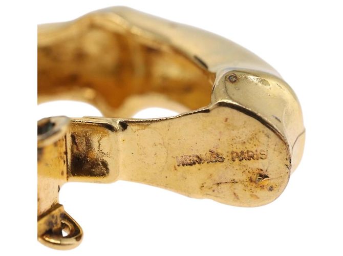 Hermès Orecchini HERMES metallo Gold Tone Auth bs37621 - vista 15