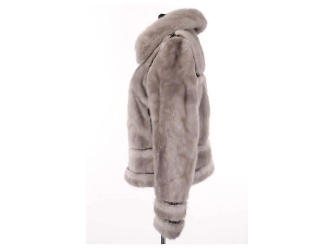 Abrigo de piel gris Yves Saint Laurent - vista 3
