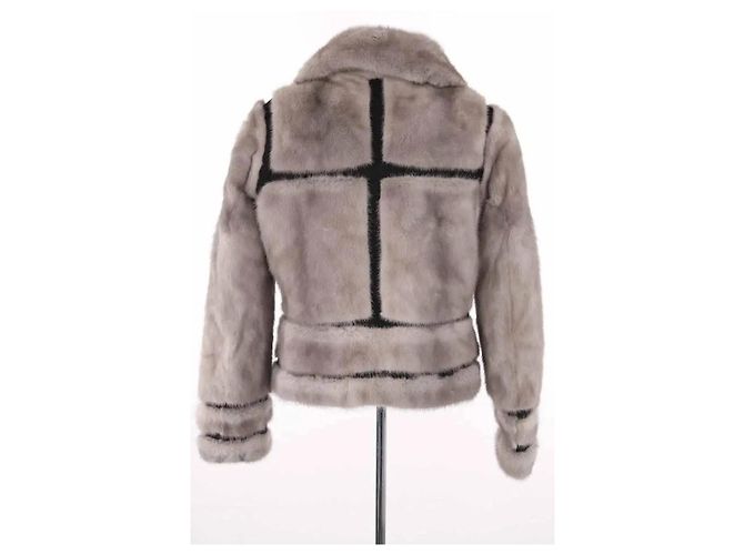 Abrigo de piel gris Yves Saint Laurent - vista 4