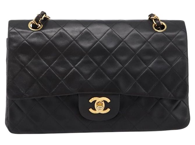 Borsa a tracolla CHANEL Chain Matelasse 25 in pelle d'agnello nera e oro CC Auth 209270V Nero D'oro - vista 2