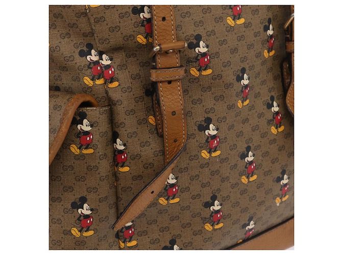 Borsa GUCCI Micro GG Supreme GUCCIxDisney PVC Beige Gold 603898 Auth LN145 - vista 21