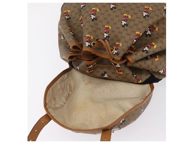 Borsa GUCCI Micro GG Supreme GUCCIxDisney PVC Beige Gold 603898 Auth LN145 - vista 25