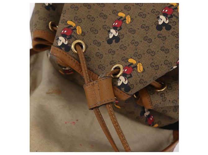 Borsa GUCCI Micro GG Supreme GUCCIxDisney PVC Beige Gold 603898 Auth LN145 - vista 30