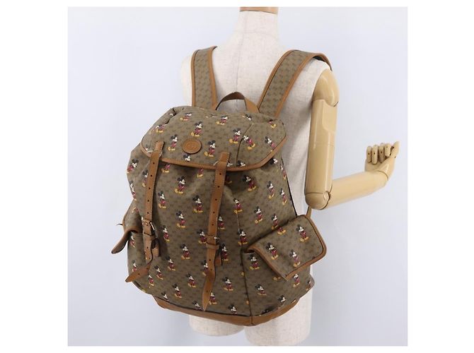 Borsa GUCCI Micro GG Supreme GUCCIxDisney PVC Beige Gold 603898 Auth LN145 - vista 40