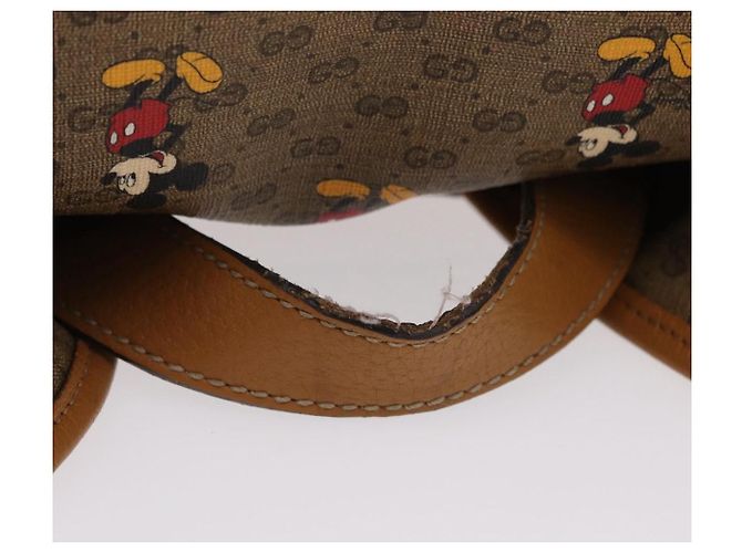 Borsa GUCCI Micro GG Supreme GUCCIxDisney PVC Beige Gold 603898 Auth LN145 - vista 8