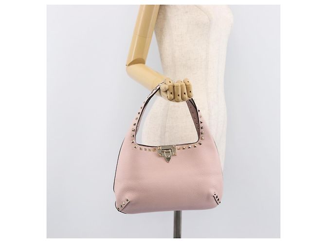 Borsa Valentino Rock Studs in pelle Rosa Oro Auth 207886V D'oro - vista 25