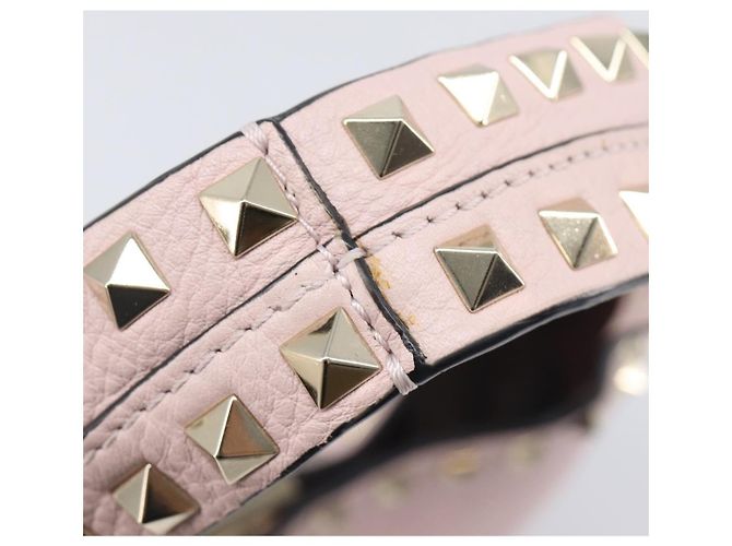 Borsa Valentino Rock Studs in pelle Rosa Oro Auth 207886V D'oro - vista 9