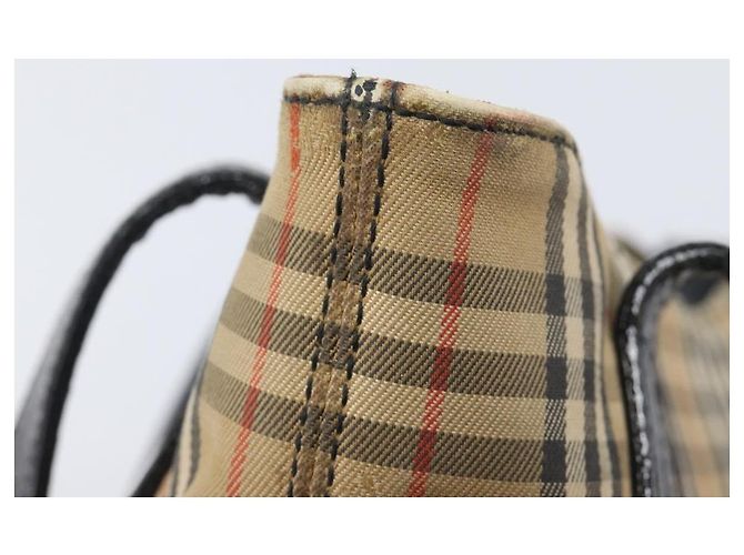 Burberrys Nova Check Shoulder Bag Canvas Beige Gold Tone Auth 208861A - view 17