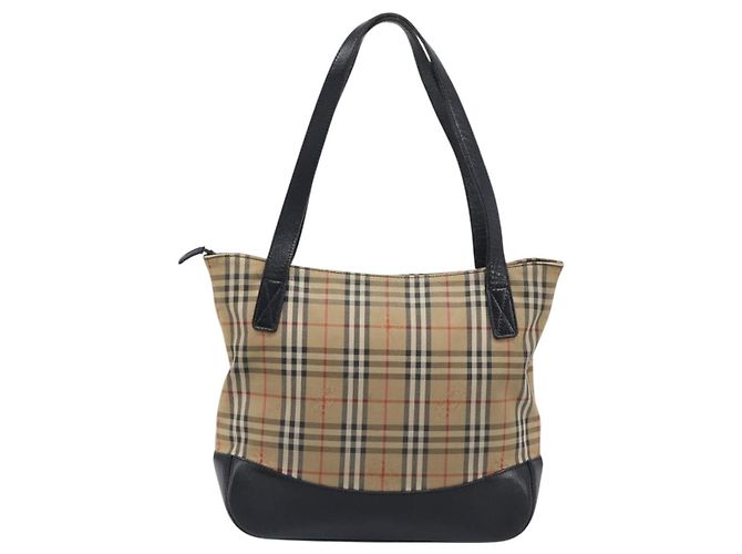 Burberrys Nova Check Shoulder Bag Canvas Beige Gold Tone Auth 208861A - view 3