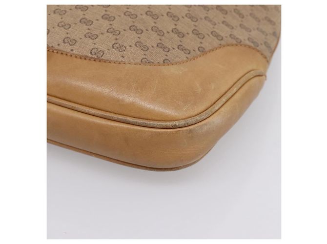 Borsa GUCCI Micro GG Supreme Jackie PVC Beige Gold Auth 208663 D'oro - vista 10