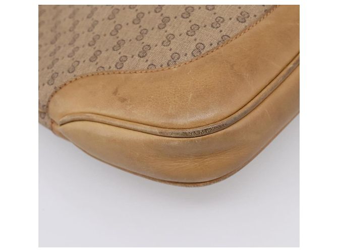 Borsa GUCCI Micro GG Supreme Jackie PVC Beige Gold Auth 208663 D'oro - vista 11