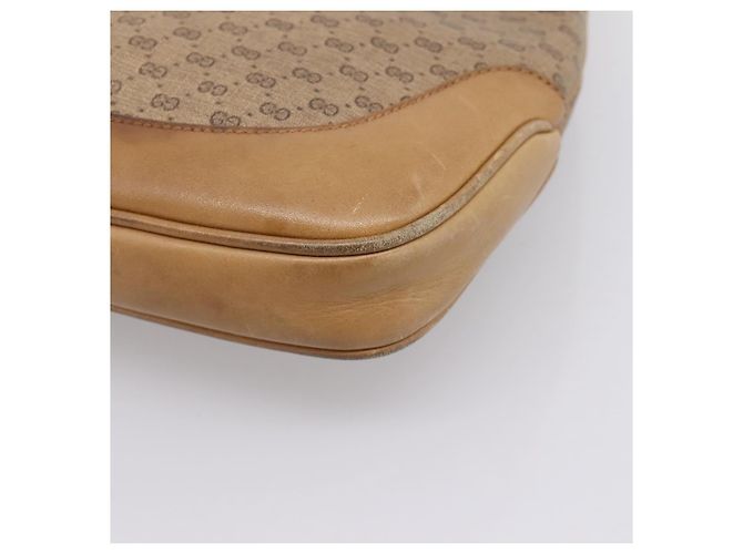 Borsa GUCCI Micro GG Supreme Jackie PVC Beige Gold Auth 208663 D'oro - vista 12