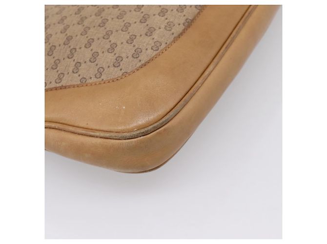 Borsa GUCCI Micro GG Supreme Jackie PVC Beige Gold Auth 208663 D'oro - vista 13