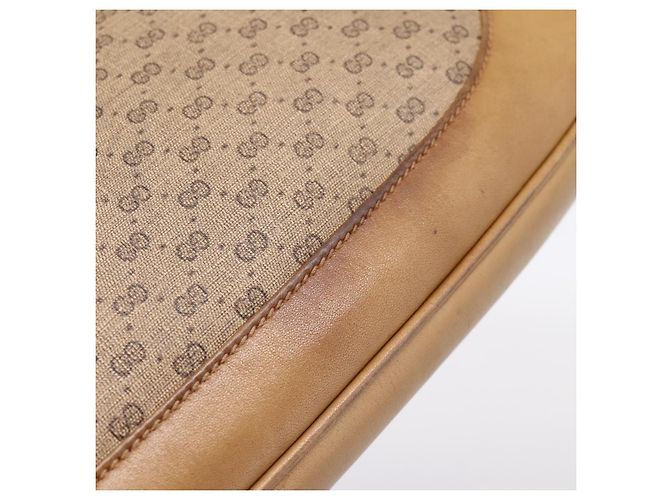 Borsa GUCCI Micro GG Supreme Jackie PVC Beige Gold Auth 208663 D'oro - vista 14