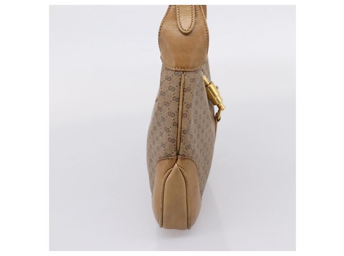 Borsa GUCCI Micro GG Supreme Jackie PVC Beige Gold Auth 208663 D'oro - vista 4