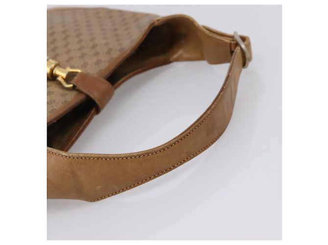 Borsa GUCCI Micro GG Supreme Jackie PVC Beige Gold Auth 208663 D'oro - vista 7