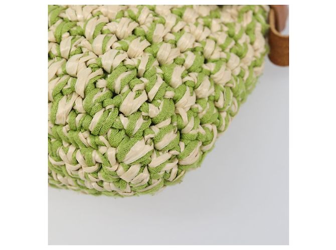 Borsa a tracolla FENDI Mamma Baguette in paglia Green Silver Auth BA15846SAV Argento Verde - vista 11