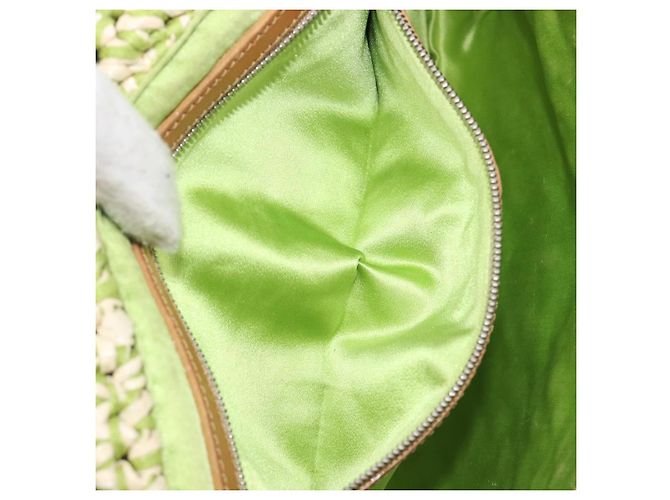 Borsa a tracolla FENDI Mamma Baguette in paglia Green Silver Auth BA15846SAV Argento Verde - vista 24