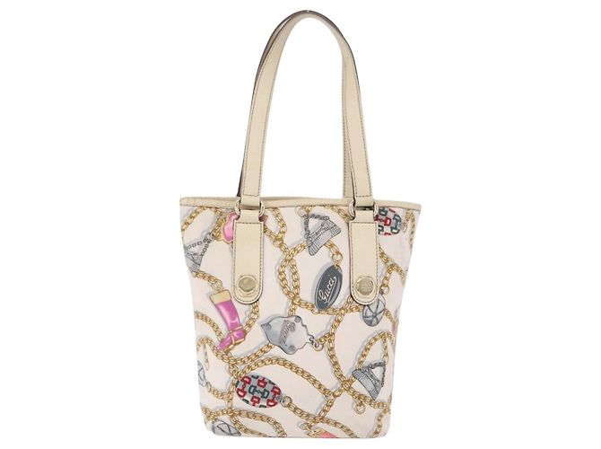 GUCCI Tote Bag Satin White Gold 153361 Auth ep16297 - Ansicht 4