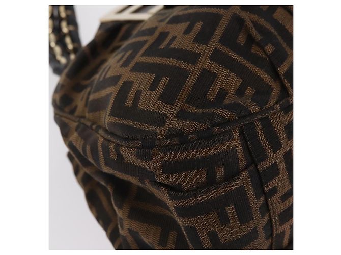 Borsa a mano FENDI Zucca Canvas Chain Mia Nero Marrone Auth yk20978SAV - vista 11