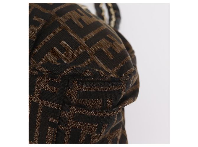 Borsa a mano FENDI Zucca Canvas Chain Mia Nero Marrone Auth yk20978SAV - vista 12