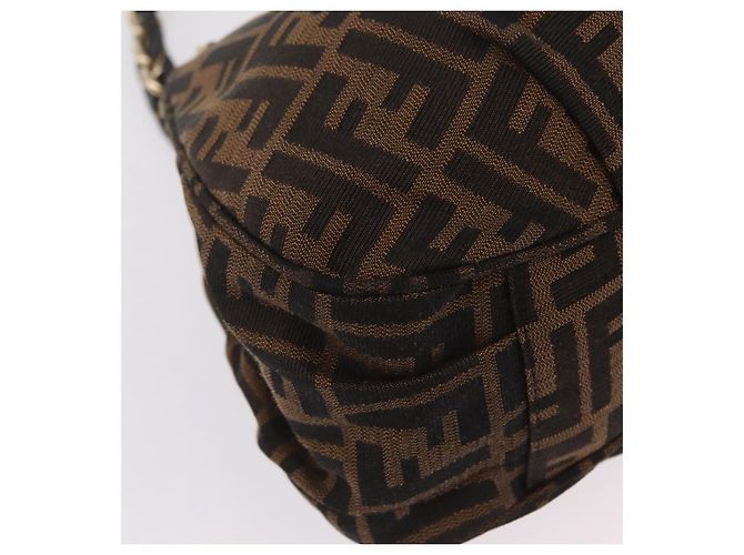 Borsa a mano FENDI Zucca Canvas Chain Mia Nero Marrone Auth yk20978SAV - vista 13