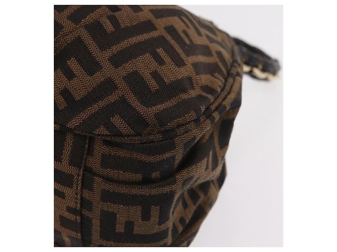 Borsa a mano FENDI Zucca Canvas Chain Mia Nero Marrone Auth yk20978SAV - vista 14