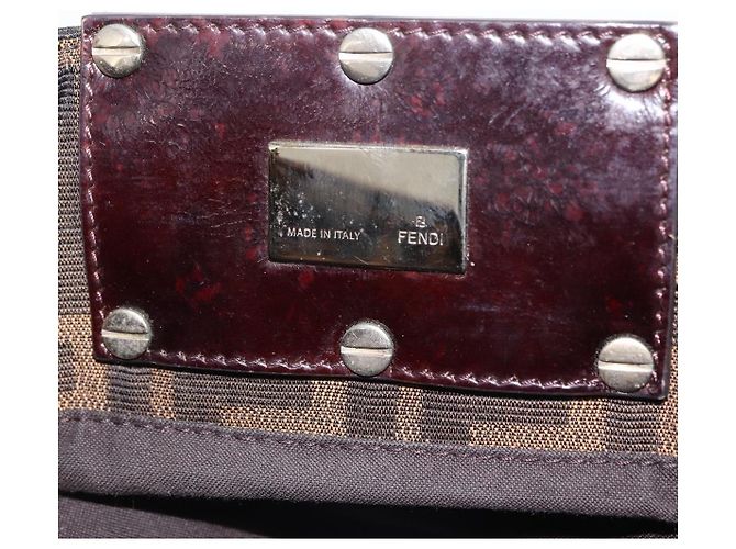 Borsa a mano FENDI Zucca Canvas Chain Mia Nero Marrone Auth yk20978SAV - vista 16