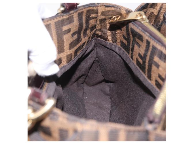 Borsa a mano FENDI Zucca Canvas Chain Mia Nero Marrone Auth yk20978SAV - vista 19