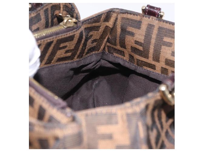 Borsa a mano FENDI Zucca Canvas Chain Mia Nero Marrone Auth yk20978SAV - vista 21
