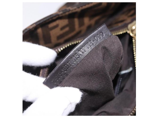 Borsa a mano FENDI Zucca Canvas Chain Mia Nero Marrone Auth yk20978SAV - vista 26