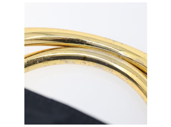 Sac à main PRADA avec poignée en métal Nylon Navy Gold Auth 207805A Doré Bleu Marine - vue 10