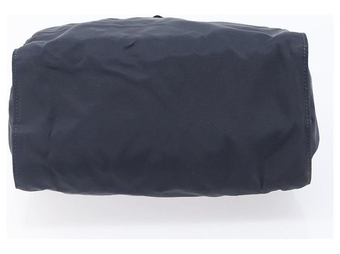 Sac à main PRADA avec poignée en métal Nylon Navy Gold Auth 207805A Doré Bleu Marine - vue 11