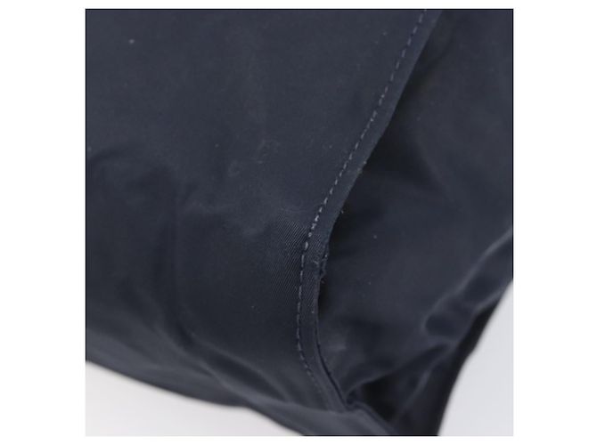 Sac à main PRADA avec poignée en métal Nylon Navy Gold Auth 207805A Doré Bleu Marine - vue 14