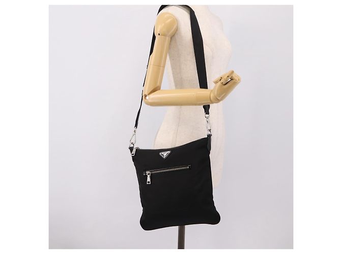 Borsa a tracolla PRADA Nylon Black Silver Auth ki6913A Nero Argento - vista 25