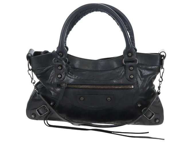 Borsa Balenciaga The First in pelle 2way Nera 103208 Auth am12679V Nero - vista 2