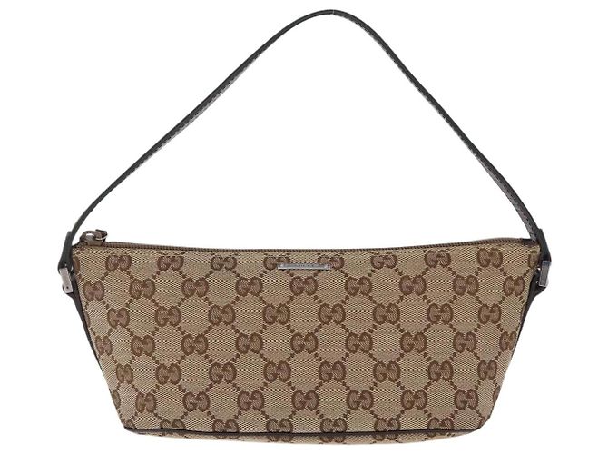 Borsa a mano GUCCI GG Canvas Web Sherry Line Beige Silver 141809 Auth ep16518A Argento - vista 2