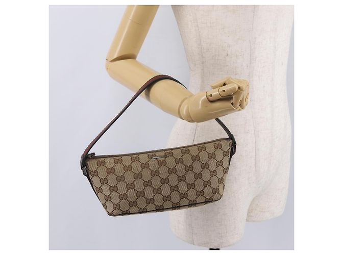 Borsa a mano GUCCI GG Canvas Web Sherry Line Beige Silver 141809 Auth ep16518A Argento - vista 24