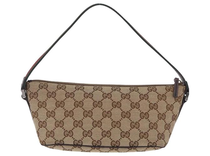 Borsa a mano GUCCI GG Canvas Web Sherry Line Beige Silver 141809 Auth ep16518A Argento - vista 3