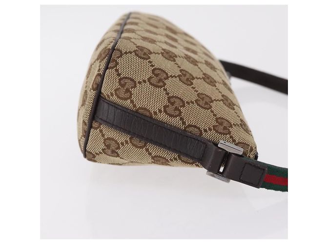 Borsa a mano GUCCI GG Canvas Web Sherry Line Beige Silver 141809 Auth ep16518A Argento - vista 4