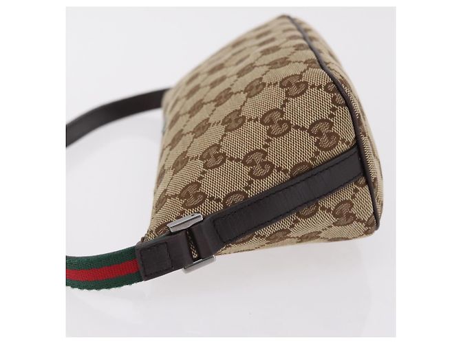 Borsa a mano GUCCI GG Canvas Web Sherry Line Beige Silver 141809 Auth ep16518A Argento - vista 6