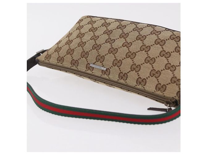 Borsa a mano GUCCI GG Canvas Web Sherry Line Beige Silver 141809 Auth ep16518A Argento - vista 7