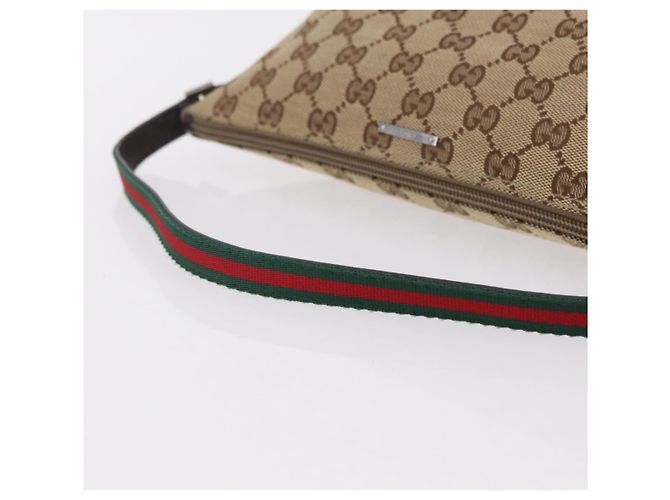 Borsa a mano GUCCI GG Canvas Web Sherry Line Beige Silver 141809 Auth ep16518A Argento - vista 8