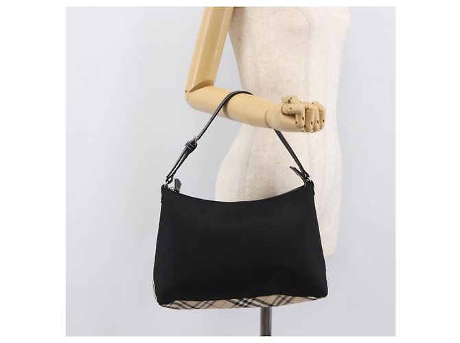 Borsa a mano BURBERRY Blue Label Nylon Nero Argento Auth hk4159 - vista 22