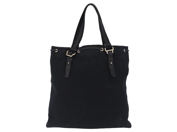Autre Marque Saint Laurent Kahala Tote Bag Canvas Navy Gold Auth BA16414 Golden Marineblau - Ansicht 3