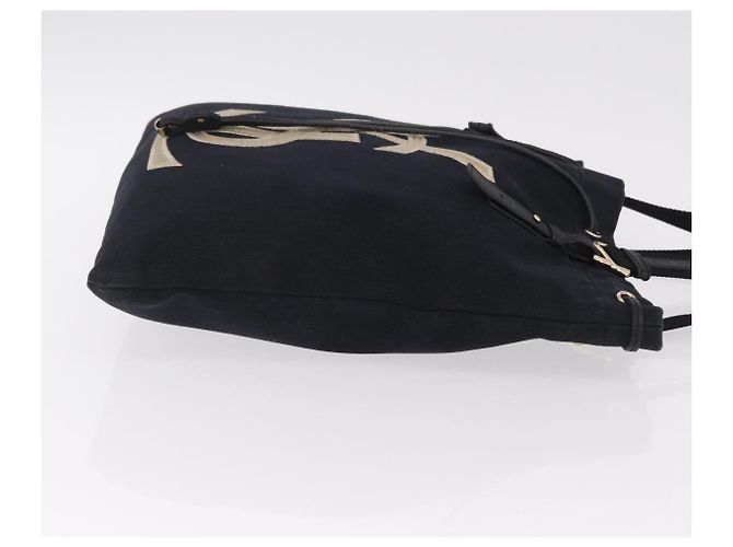 Autre Marque Saint Laurent Kahala Tote Bag Canvas Navy Gold Auth BA16414 Golden Marineblau - Ansicht 4